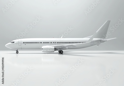 A white passenger airplane isolated on a white background. photo