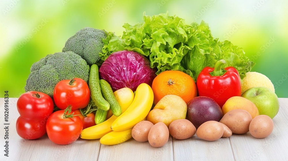 Close-up of vibrant fresh vegetables and fruits on wooden table, symbolizing healthy blood pressure foods, emphasizing natural nutrition and wellness.