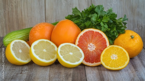 Close-up of vibrant fresh vegetables and fruits on wooden table, symbolizing healthy blood pressure foods, emphasizing natural nutrition and wellness.