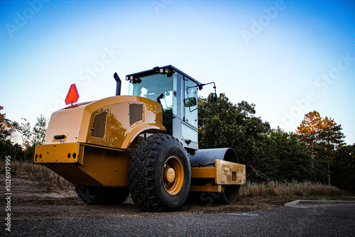 Photos soil compactor on constructor site