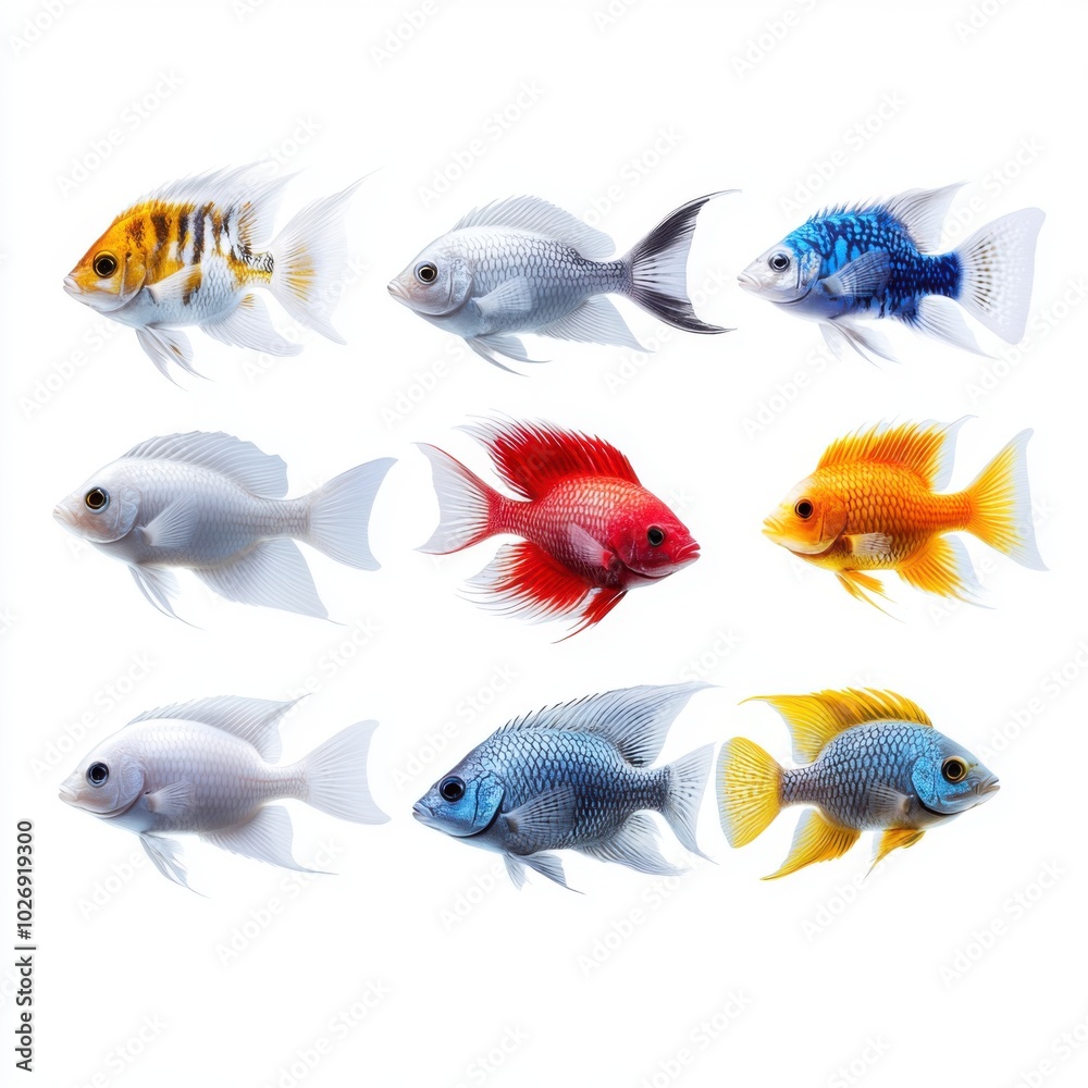 Fototapeta premium Exotic Fish With Unique Patterns on White Background
