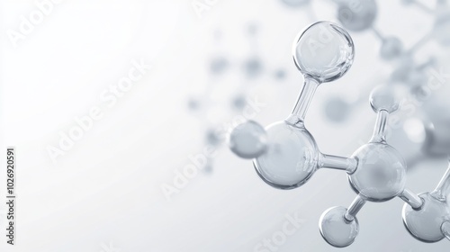 Abstract depiction of transparent molecular structures against a soft white background. photo