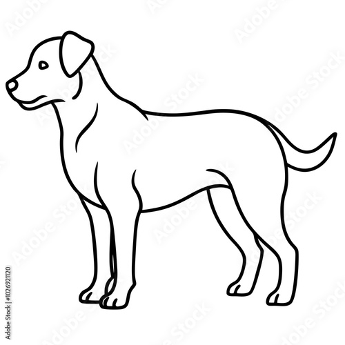 simple icon Children coloring book page, line art, black and white, cute style, illustration of a dog