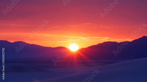 Breathtaking Sunset Over Majestic Mountain Range