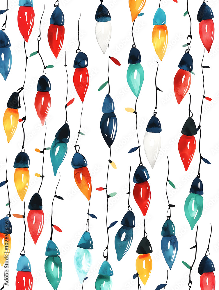 Fototapeta premium New Year and Christmas card, graphic advertising backgrounds in a doodle 2D illustrator style.