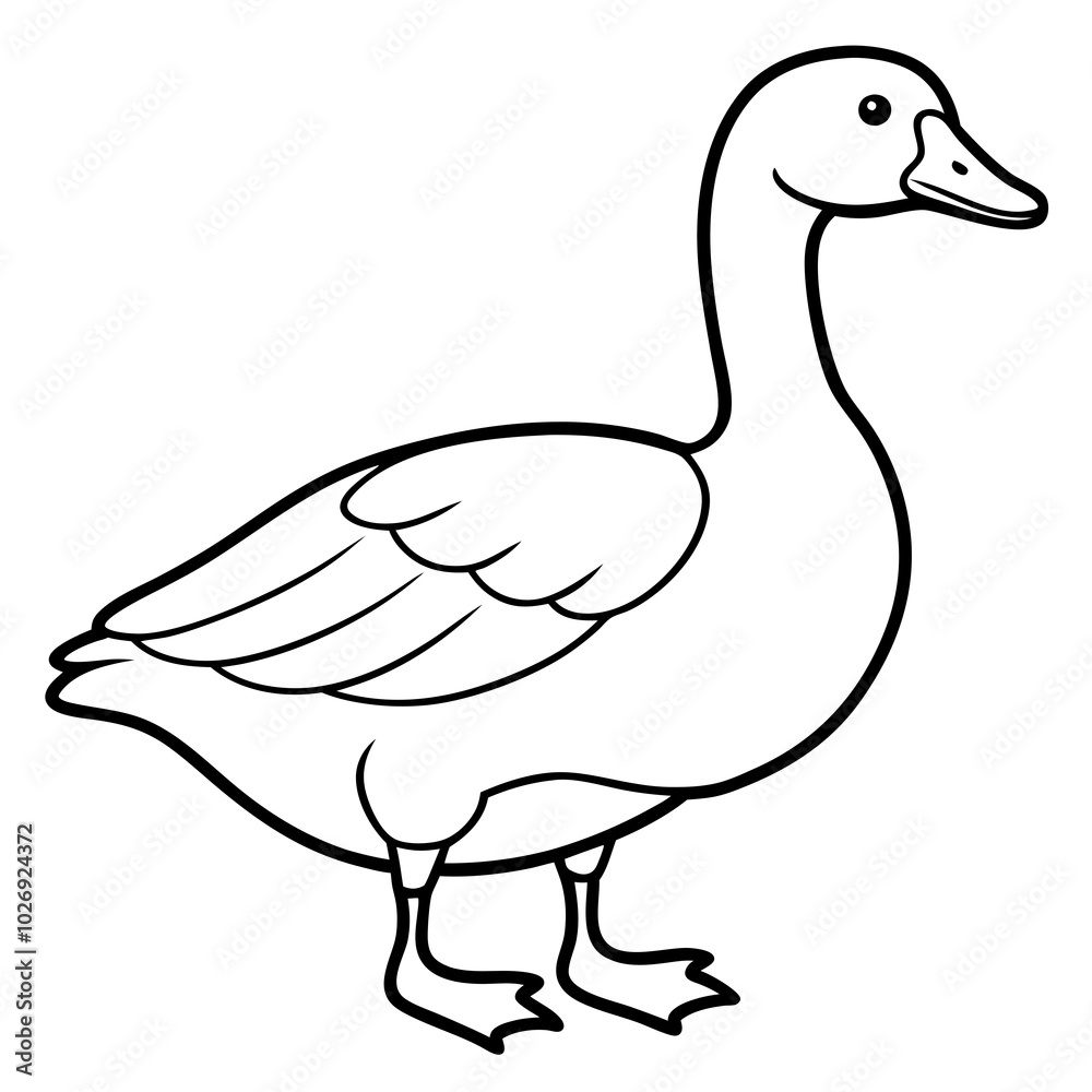 simple icon Children coloring book page, line art, black and white, cartoon cute style, illustration of a goose simple icon Children coloring book page, line art, black and white, cartoon cute style, illustration of a goose