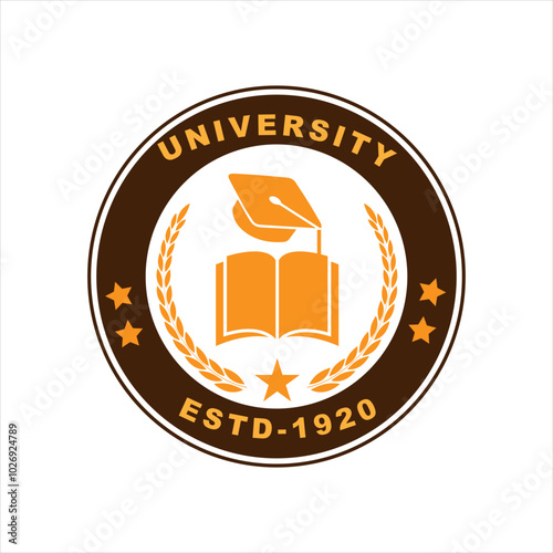University and academy vector icons. Emblems or shields set for high school education graduates in maritime science, or law. Ribbons and badges of bachelor hat, Vector Logo Template.
