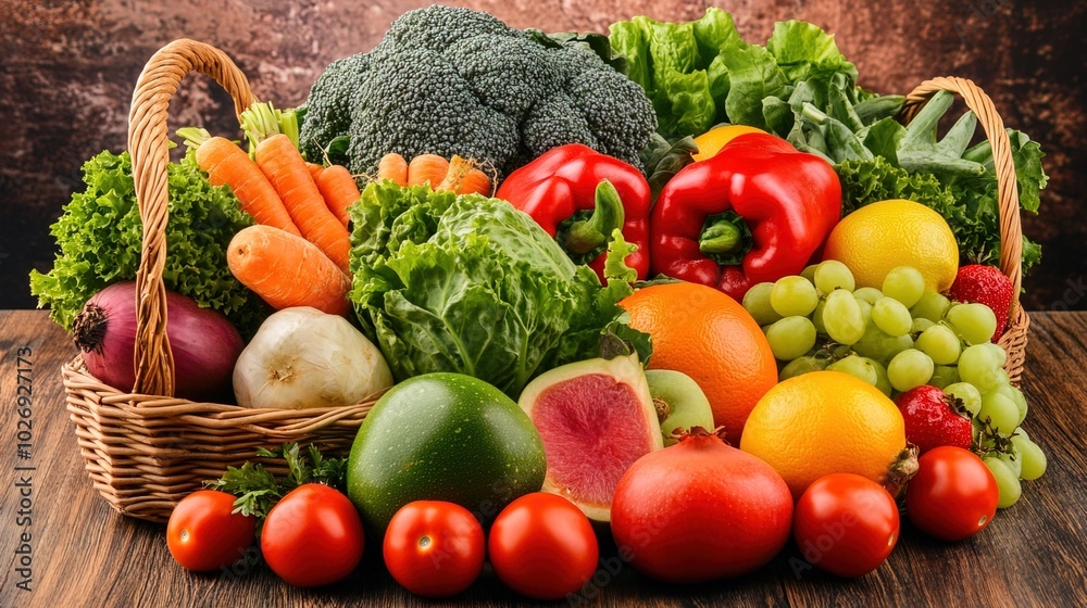 Close-up of vibrant fresh vegetables and fruits on wooden table, symbolizing healthy blood pressure foods, emphasizing natural nutrition and wellness. Close-up of vibrant fresh vegetables and fruits on wooden table, symbolizing healthy blood pressure foods, emphasizing natural nutrition and wellness.