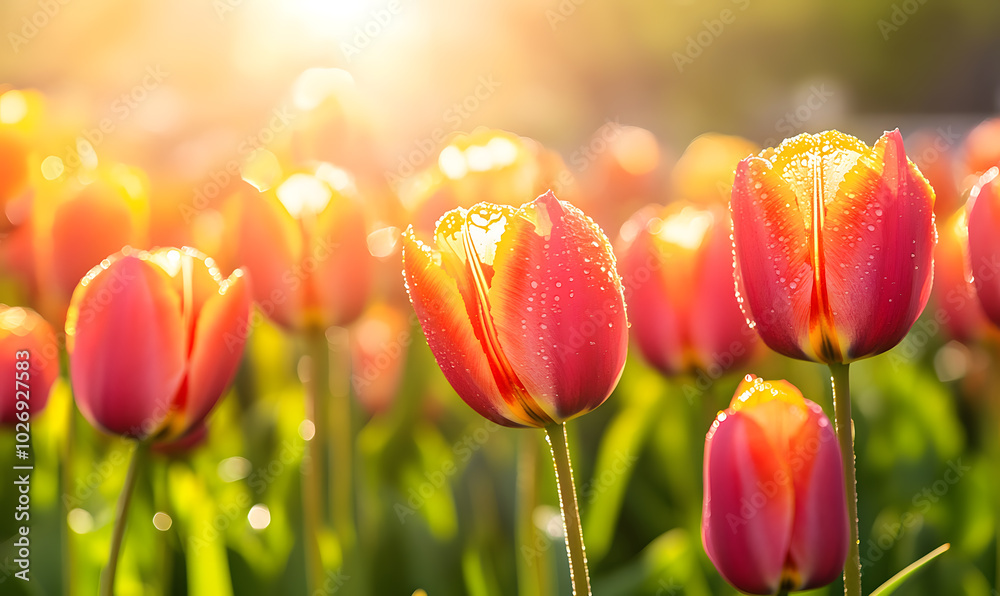 Fototapeta premium Dreamlike Landscapes and Mystical Gardens with Vibrant Flowers and Glowing Nature