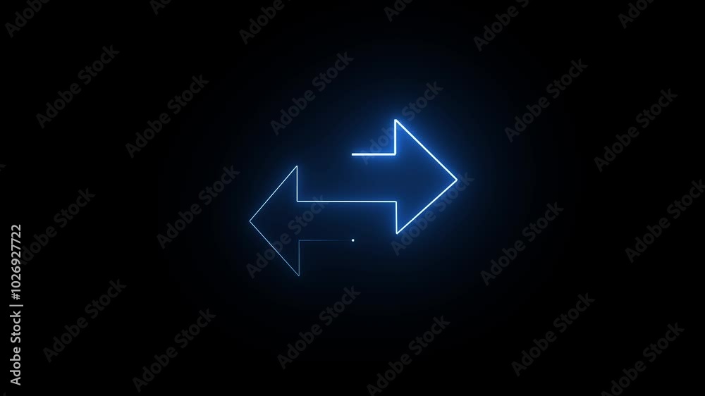 abstract neon doubleopposite arrow, replace icon on black background abstract neon doubleopposite arrow, replace icon on black background