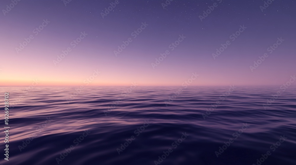 Fototapeta premium Serene Twilight Seascape: Calm Waves Reflected in Vibrant Sky