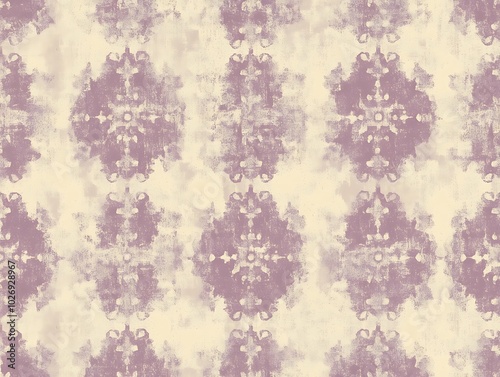 Seamless pattern with abstract floral design in soft purple and beige color.