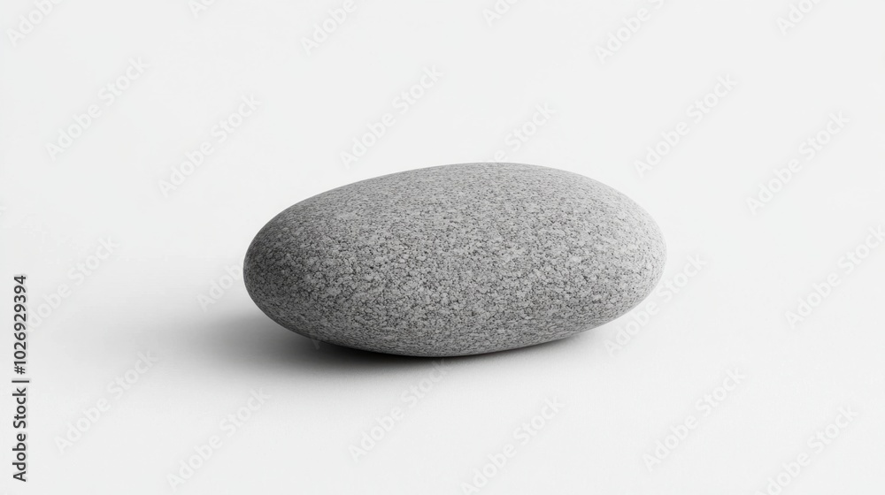 A simple, smooth gray pebblestone, standing alone on a white background, emphasizing its natural shape and texture A simple, smooth gray pebblestone, standing alone on a white background, emphasizing its natural shape and texture