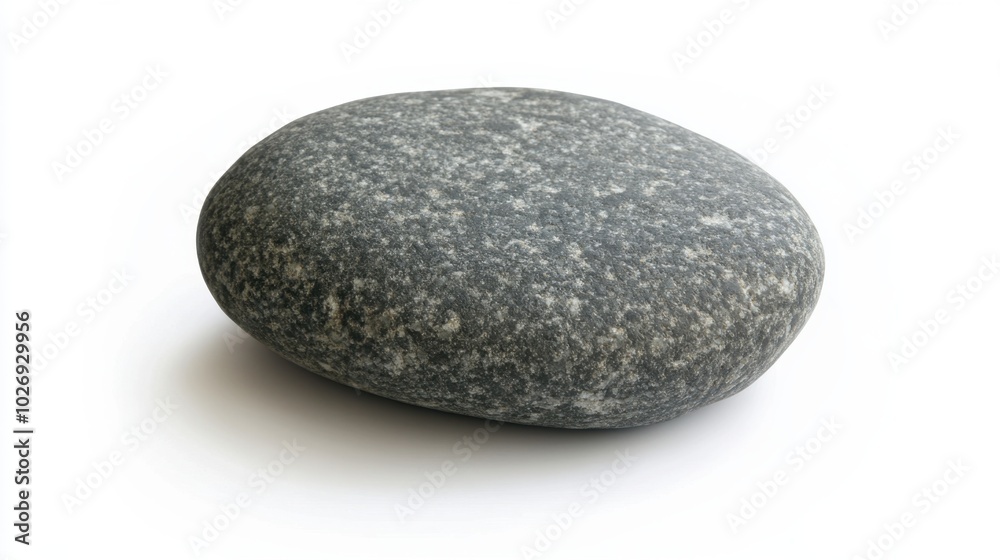 A smooth, round gray pebblestone isolated on a white background, highlighting its simplicity and natural beauty. A smooth, round gray pebblestone isolated on a white background, highlighting its simplicity and natural beauty.