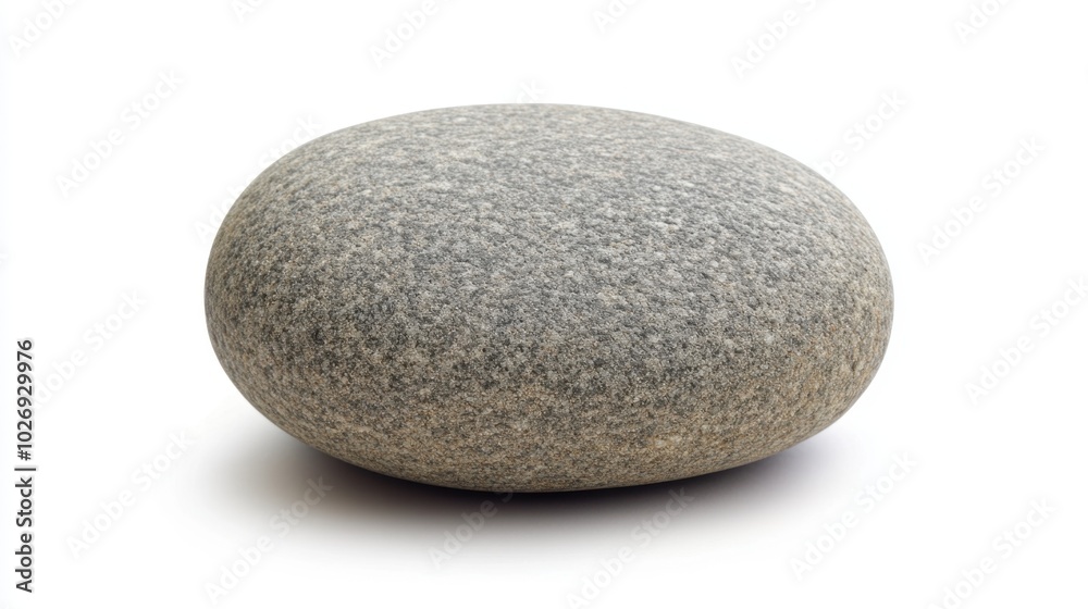 A smooth, round gray pebblestone isolated on a white background, highlighting its simplicity and natural beauty. A smooth, round gray pebblestone isolated on a white background, highlighting its simplicity and natural beauty.