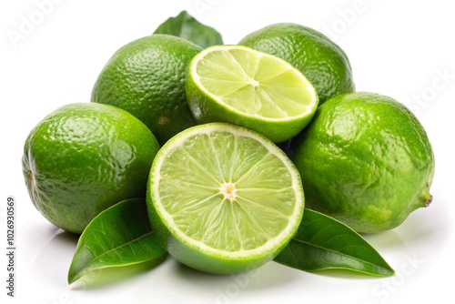 Delicious limes,isolated on white background