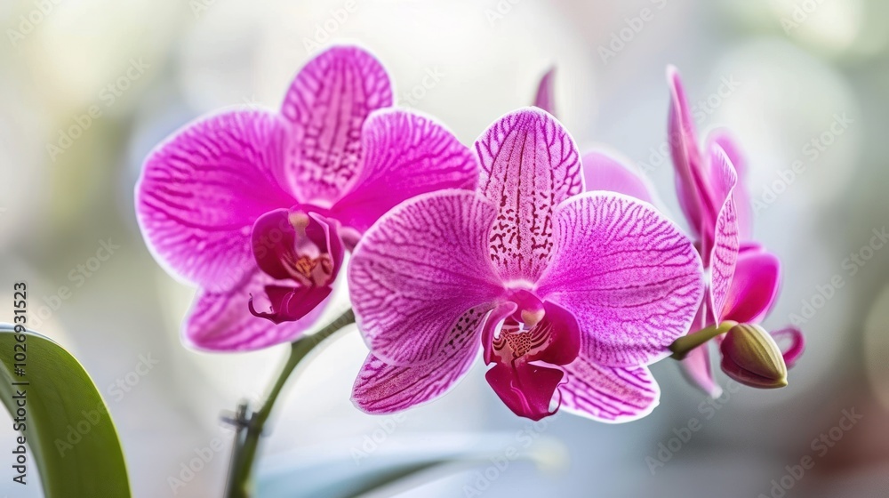 Close-up of Pink and White Orchid Flowers with Delicate Veining Close-up of Pink and White Orchid Flowers with Delicate Veining
