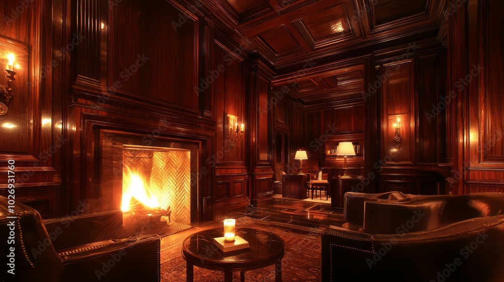 Luxurious Reading Room Escape - A Haven for Bookworms Surrounded by Rich Wood Paneling and Grand Fireplace, Bathed in Cinematic Light Luxurious Reading Room Escape - A Haven for Bookworms Surrounded by Rich Wood Paneling and Grand Fireplace, Bathed in Cinematic Light