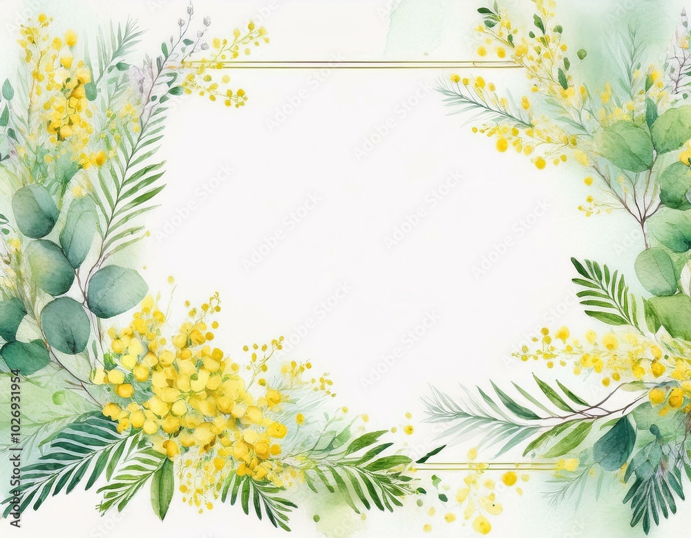 Obraz premium frame with mimosa