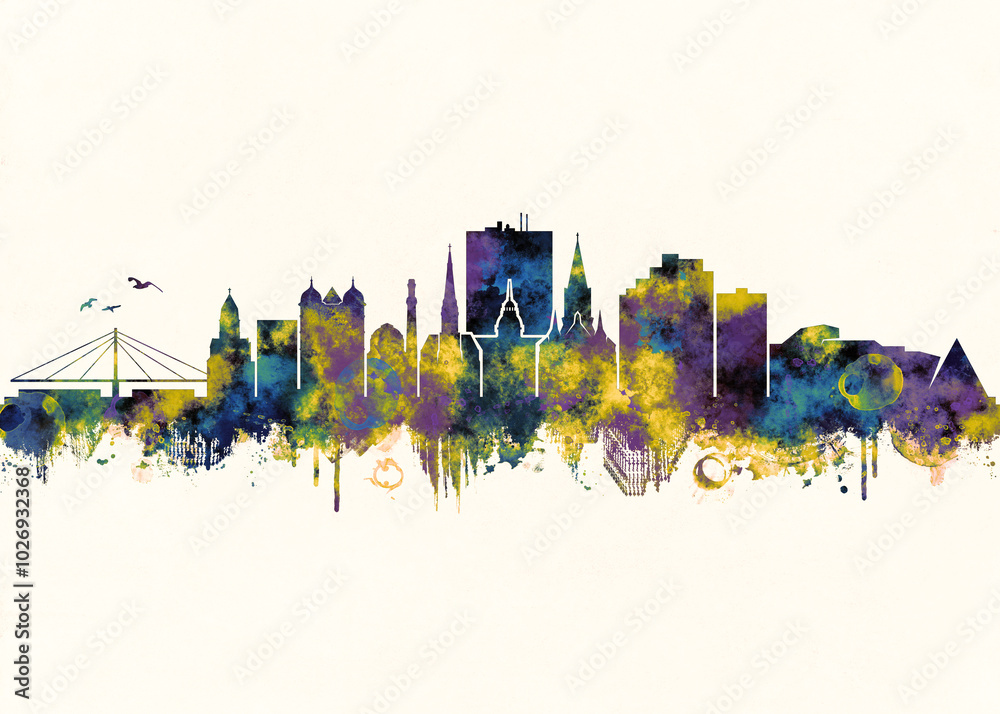 Obraz premium Karlsruhe City Skyline. Cityscape Skyscraper Buildings Landscape City Architecture Business View Building Corporate Abstract Landmarks Travel Downtown Background Modern Art
