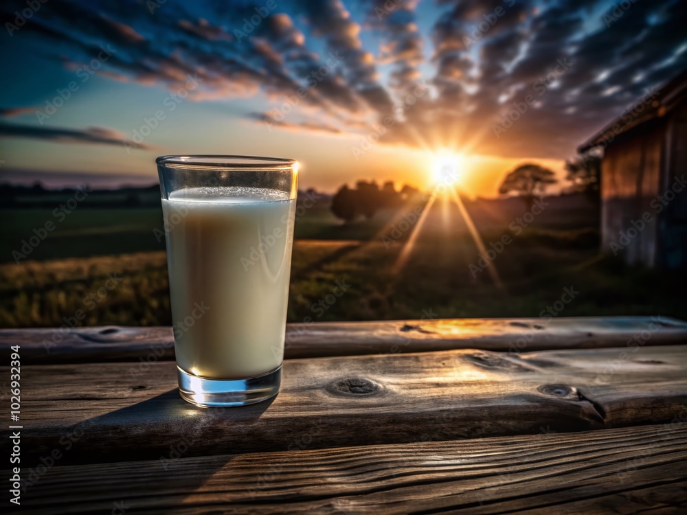 Glass of Milk in Golden Sunlight – Captivating Product Photography for Milk Lovers