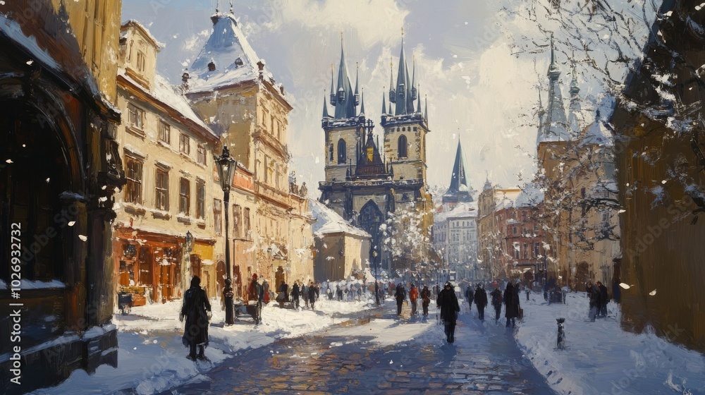 Fototapeta premium Wintertime in Old Town Prague