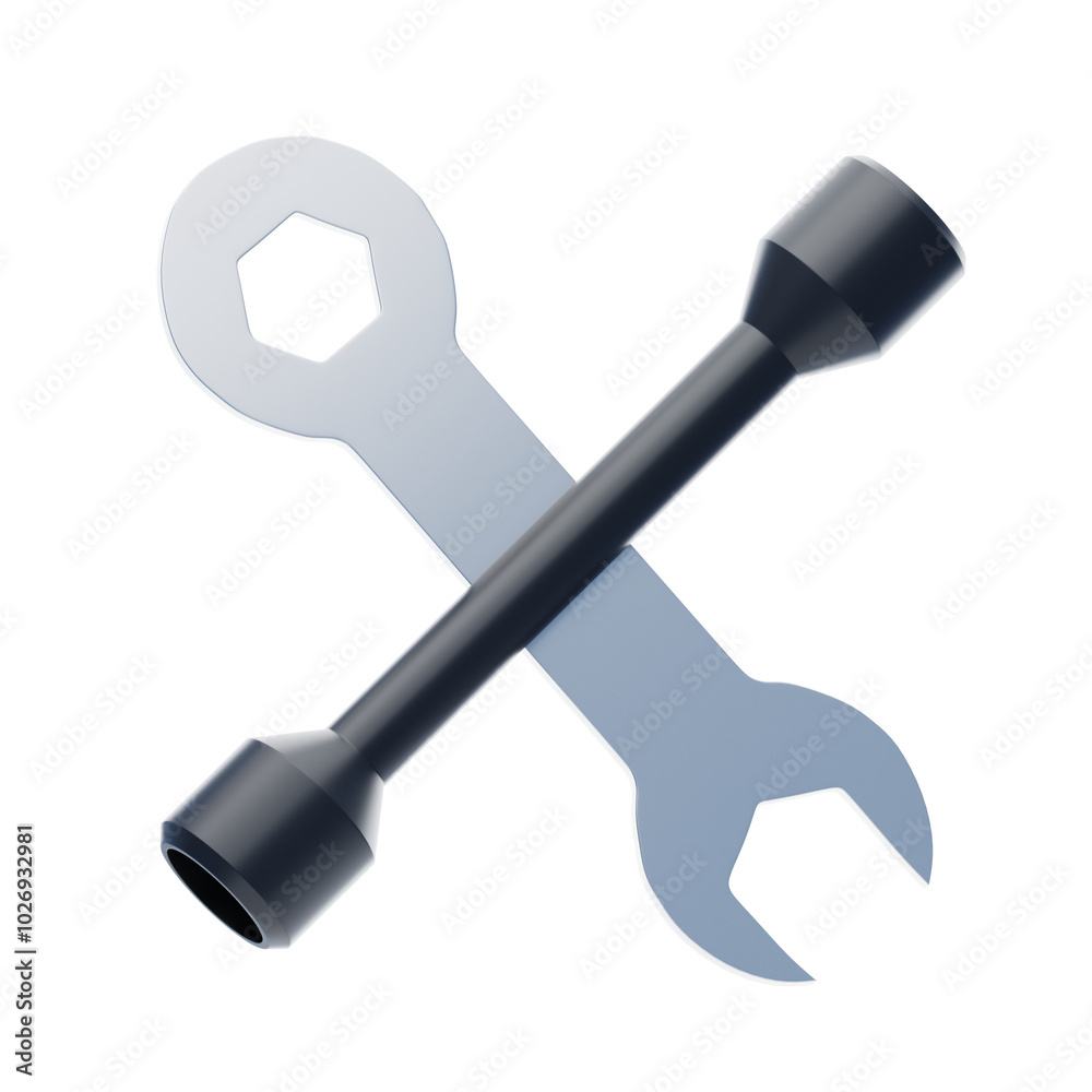 3D Crossed Wrenches for Vehicle Repair and Maintenance 3D Crossed Wrenches for Vehicle Repair and Maintenance