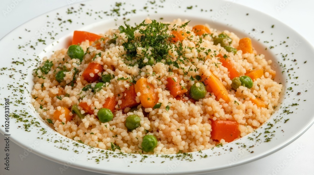 Topped couscous w/ sauce & veggies Topped couscous w/ sauce & veggies