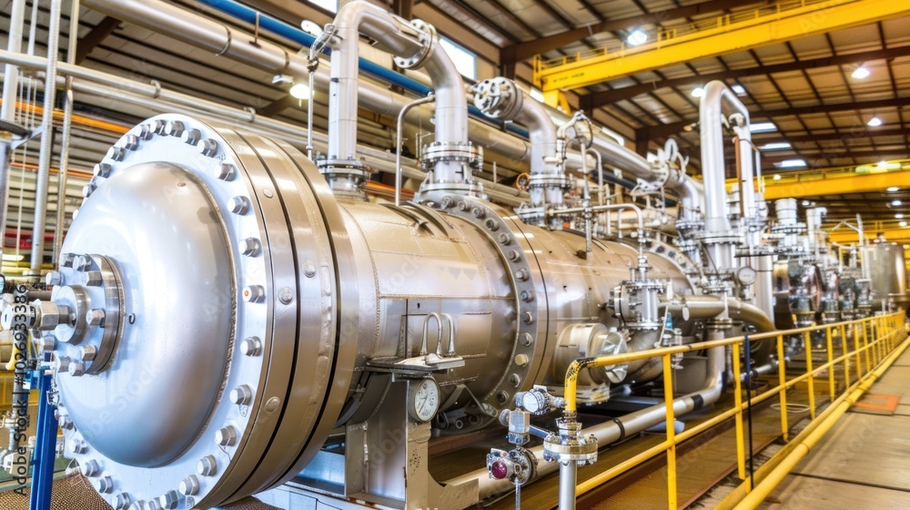 Industrial Pipe System with Large Cylinder and Gauge Industrial Pipe System with Large Cylinder and Gauge
