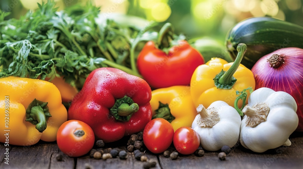 Close-up of vibrant fresh vegetables and fruits on wooden table, symbolizing healthy blood pressure foods, emphasizing natural nutrition and wellness. Close-up of vibrant fresh vegetables and fruits on wooden table, symbolizing healthy blood pressure foods, emphasizing natural nutrition and wellness.
