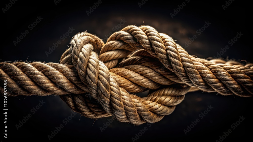 Close up of a ship knot tied rope in the dark, Nautical, Maritime, Close up, Texture, Detail, Dark background, Navy, Boating Close up of a ship knot tied rope in the dark, Nautical, Maritime, Close up, Texture, Detail, Dark background, Navy, Boating