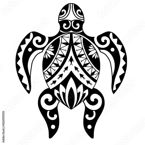 Tribal turtle tattoo design Polynesian style. Aboriginal samoan. illustration EPS10