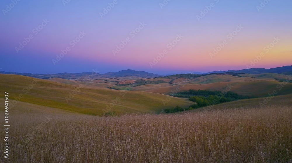 Obraz premium Serene Countryside Landscape at Sunset