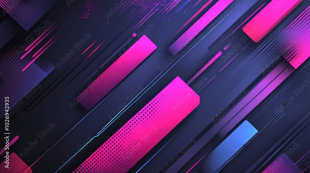 Abstract digital design with vibrant pink and blue geometric shapes on a dark background. Abstract digital design with vibrant pink and blue geometric shapes on a dark background.