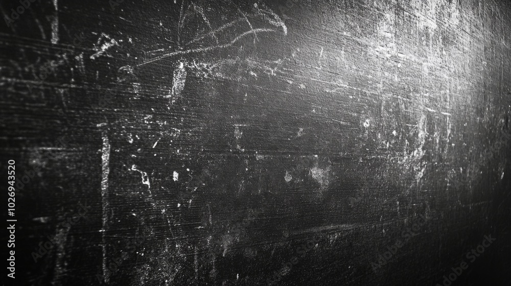 A black wall with white scratches and a spotlight in the upper right corner.