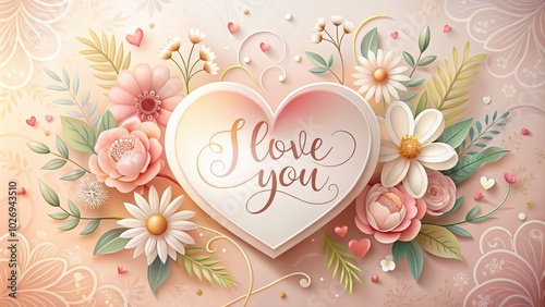 Heartfelt Vector Valentine Card with I Love You Inscription for Romantic Celebrations