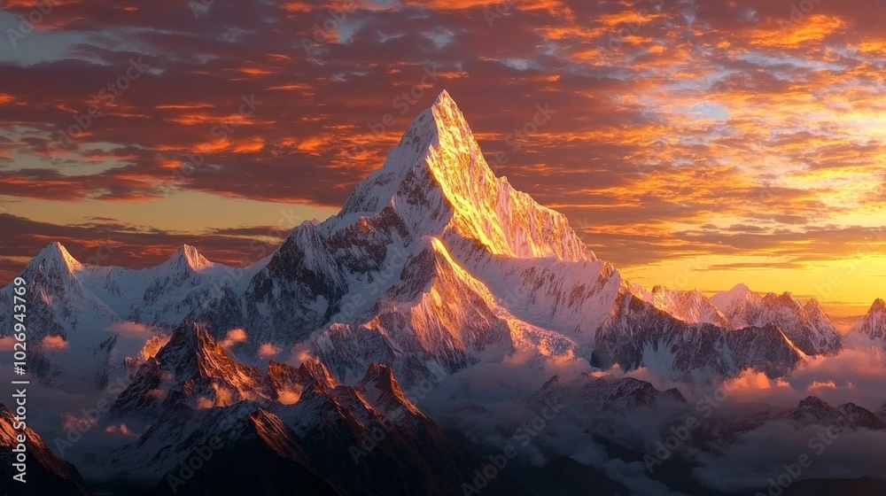 Fototapeta premium Majestic Himalayan Peaks at Dramatic Sunset