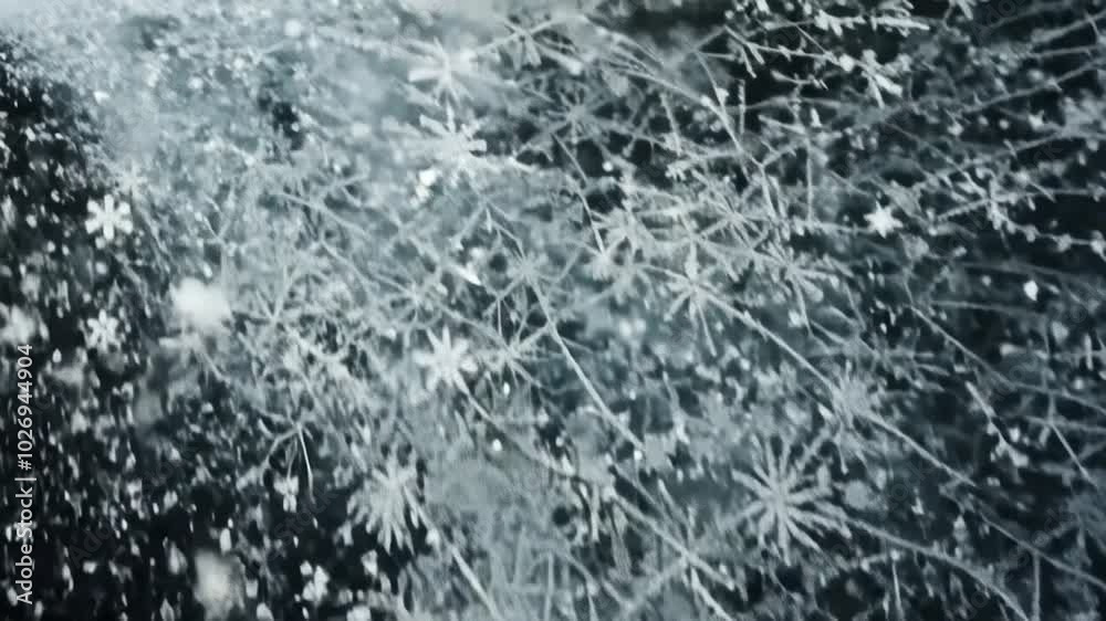 4K  Blowing Snow isolated on dark background
