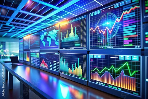 High-Tech Stock Market Dashboard for Financial Analysis with Rising Charts and Modern Design