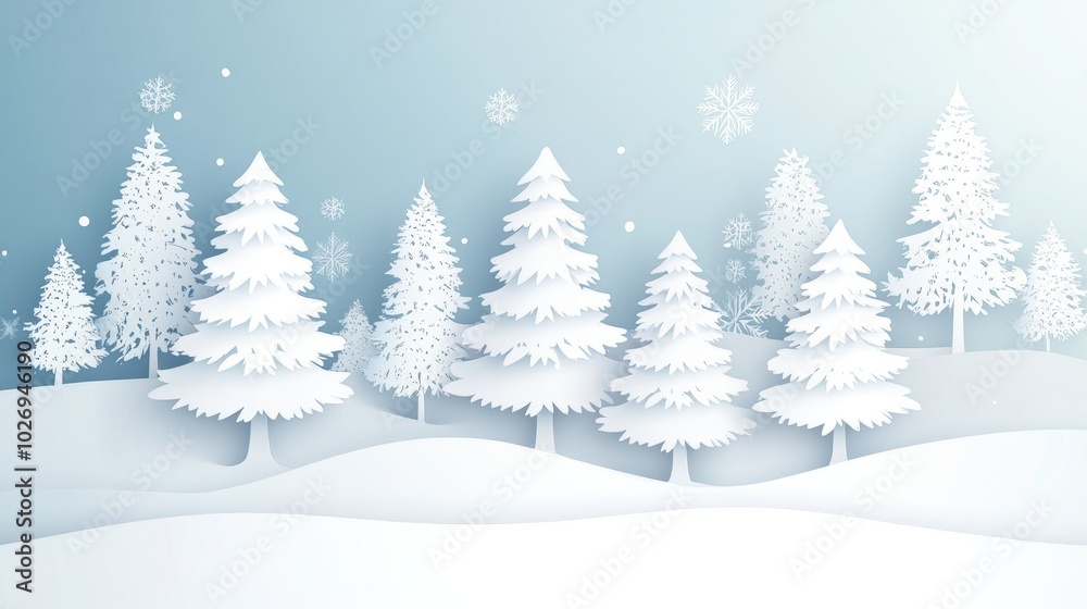 A serene winter landscape featuring snow-covered trees and gentle hills. A serene winter landscape featuring snow-covered trees and gentle hills.