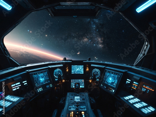 Futuristic Spaceship Cockpit in Cinematic 3D Render