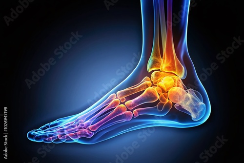 Human Ankle and Leg X-Ray Image for Medical and Educational Use