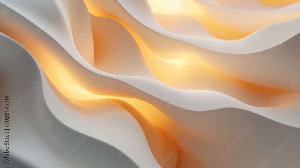 Fototapeta premium A 3D digital wallpaper with softly curved surfaces, illuminated by diffused light creating soft, gradient shadows.