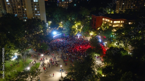 Wallpaper Mural Vibrant Nighttime Crowd Gathering in Urban Park Torontodigital.ca