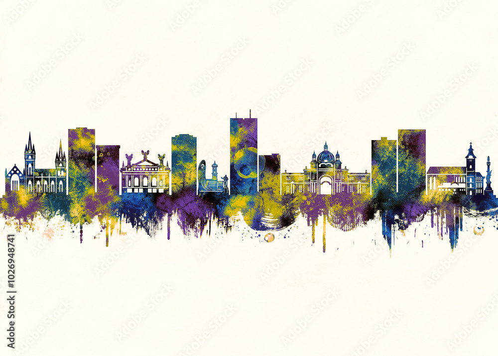Obraz premium Lviv City Skyline. Cityscape Skyscraper Buildings Landscape City Architecture Business View Building Corporate Abstract Landmarks Travel Downtown Background Modern Art