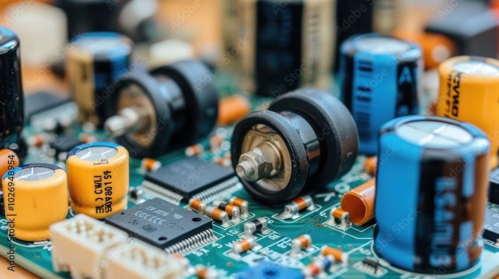 Close-up of electronic components on a circuit board Close-up of electronic components on a circuit board