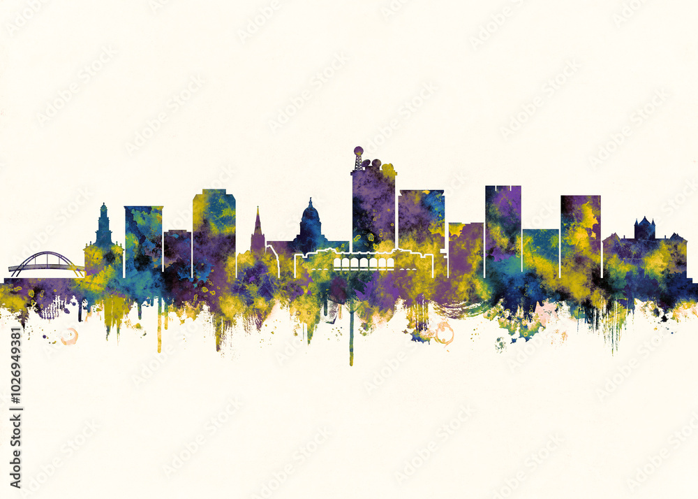 Obraz premium Madison City Skyline. Cityscape Skyscraper Buildings Landscape City Architecture Business View Building Corporate Abstract Landmarks Travel Downtown Background Modern Art