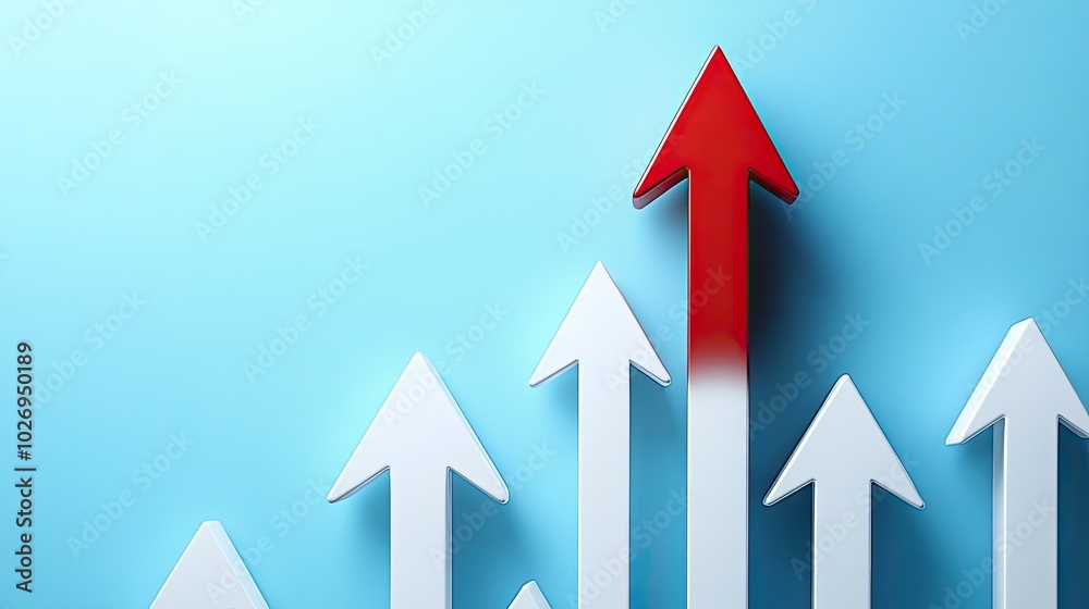 Arrows Moving Upwards with a Glowing Highlight in Futuristic Design