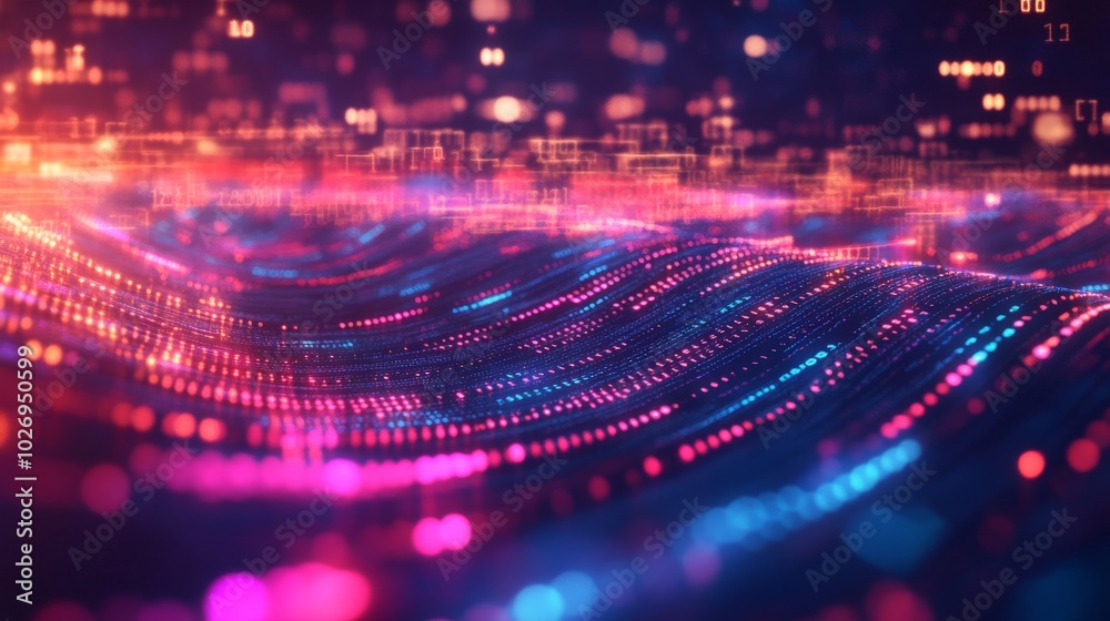 Abstract Digital Data Flow with Pink and Blue Lights Abstract Digital Data Flow with Pink and Blue Lights