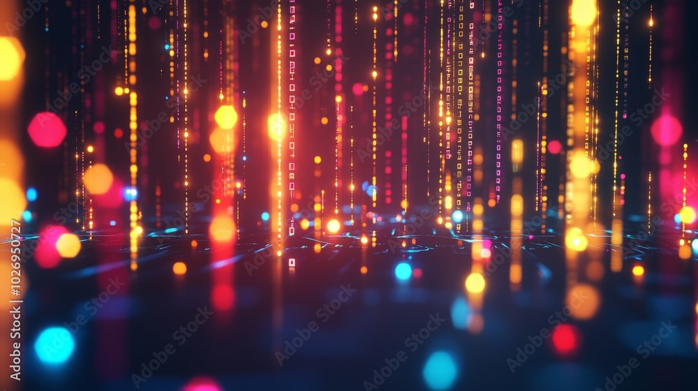 Fototapeta premium Abstract Digital Data Flow with Glowing Particles